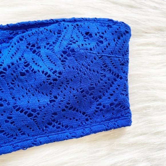 NEW Aerie Blue Lace Longline Bandeau Bikini Top - Picture 3 of 4